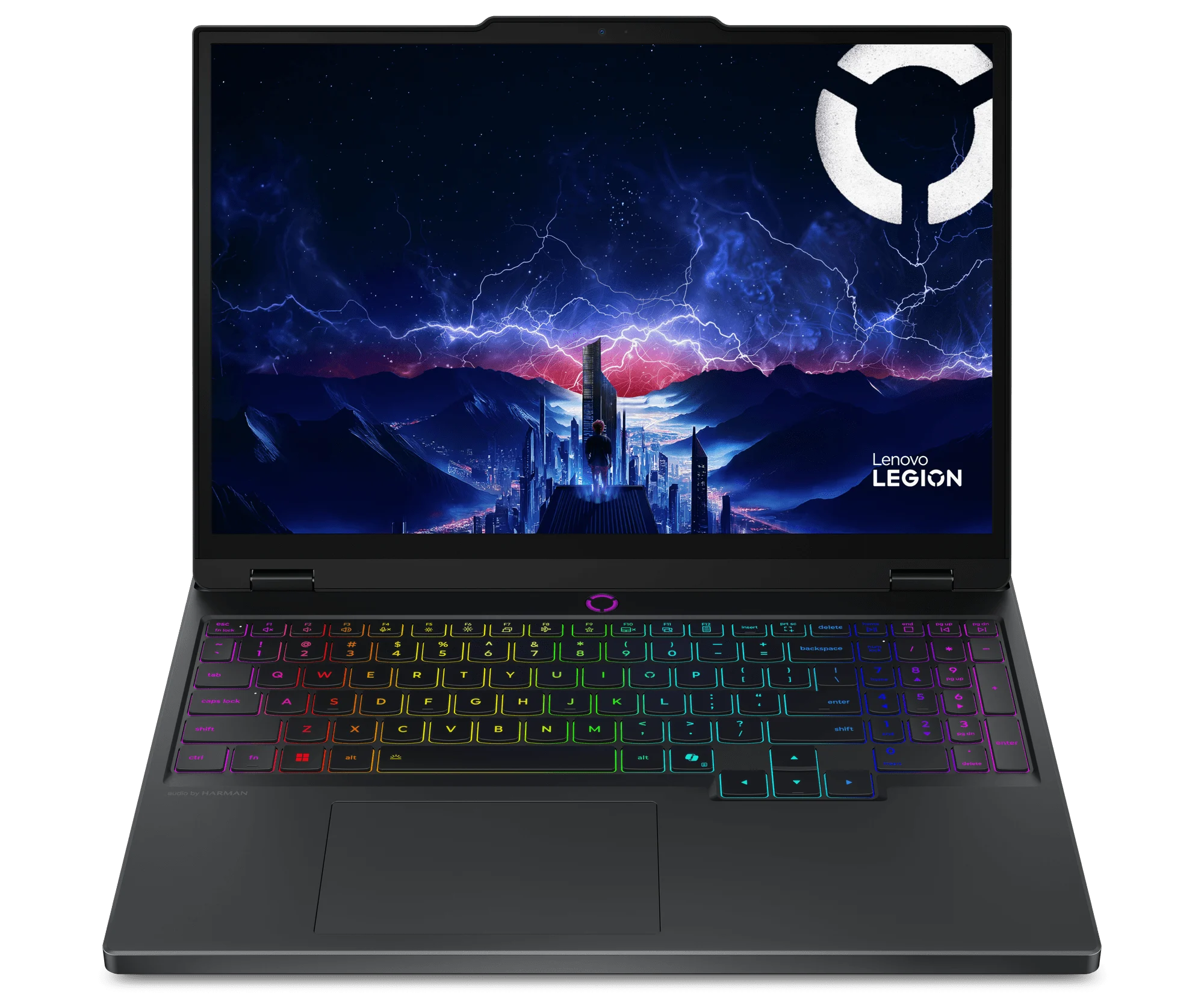 Notebook Lenovo Legion 5i Gen 10 com tela aberta e teclado retroiluminado RGB