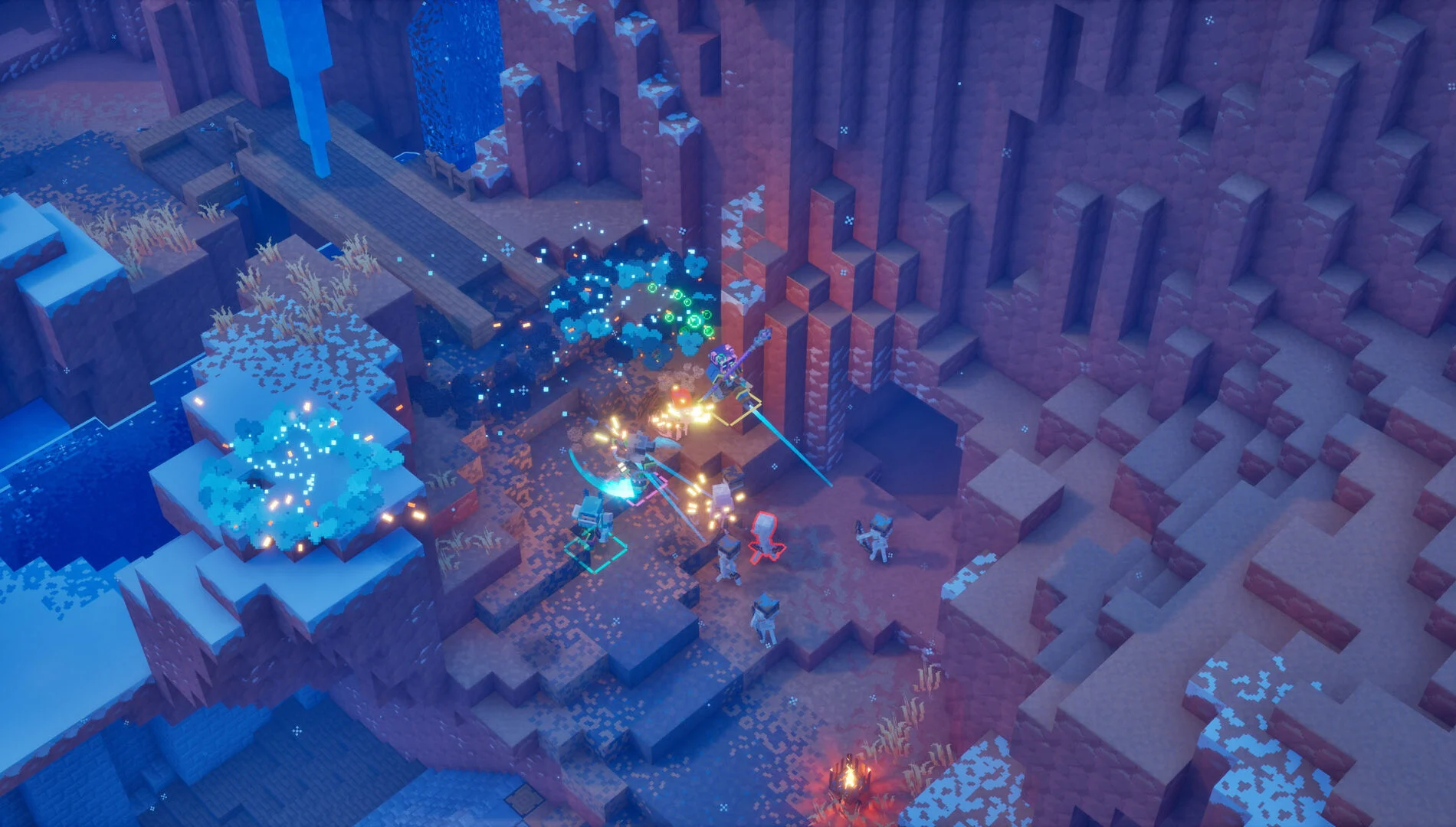 Personagem enfrentando inimigos em Minecraft Dungeons II
