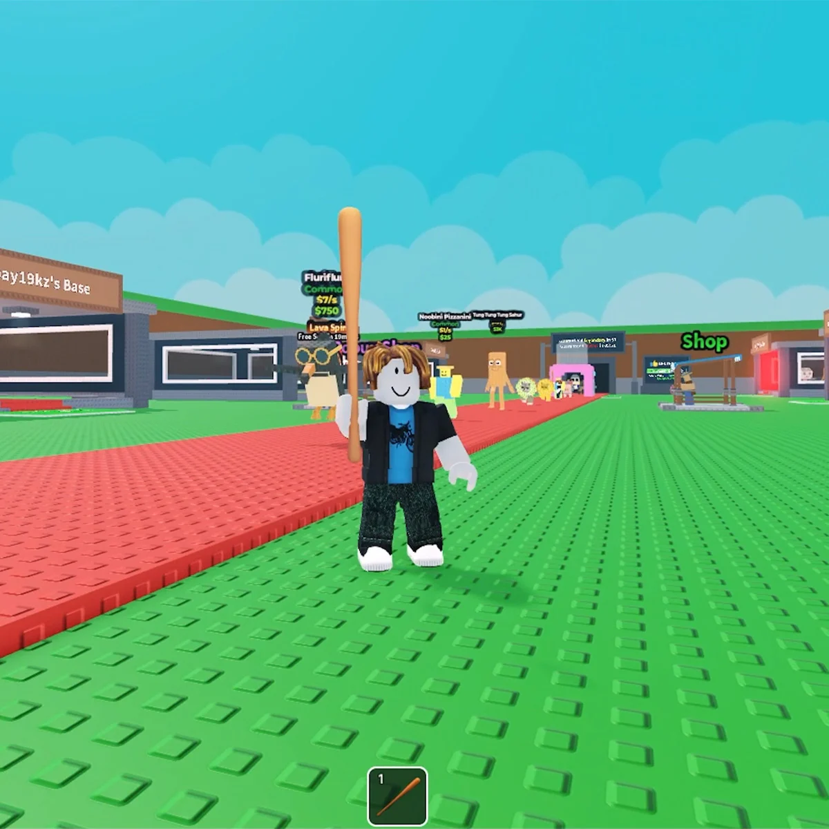 Jogadores e Brainrots em uma partida de Roube um Brainrot no Roblox