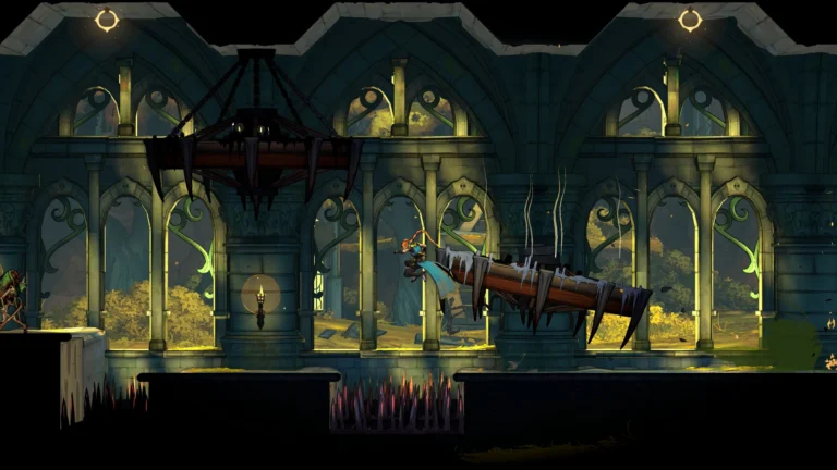 Rose Belmont atravessa cenário gótico com plataformas e armadilhas em Castlevania: Belmont’s Curse
