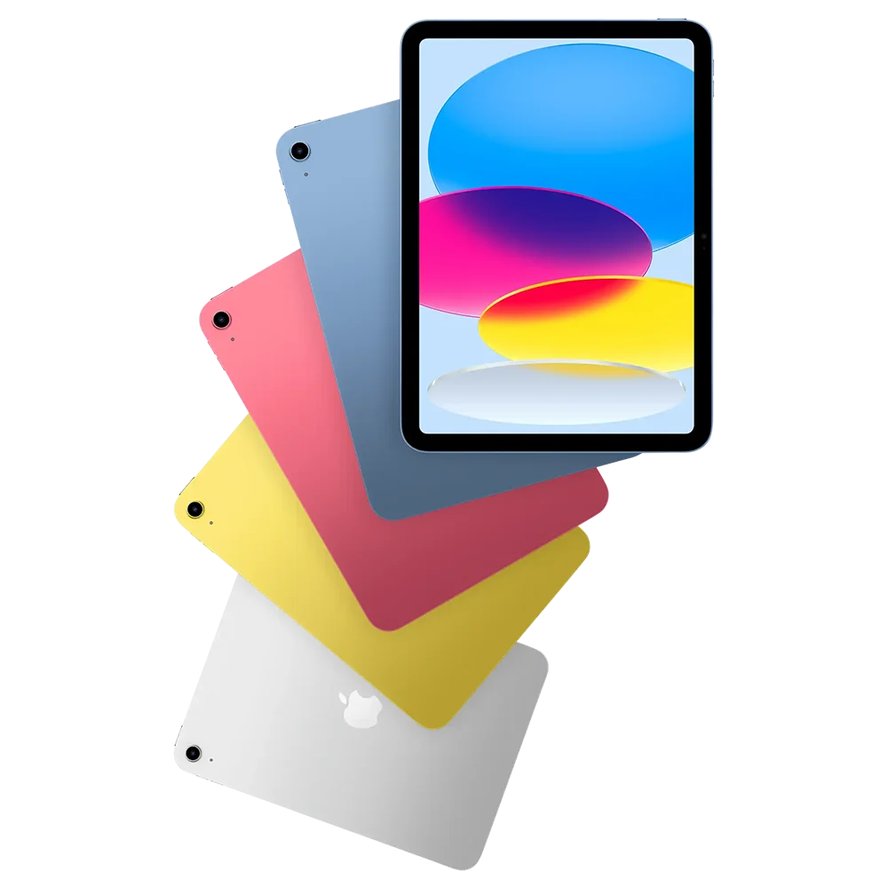 iPad A16 de 11 polegadas em diferentes cores incluindo azul rosa amarelo e prata