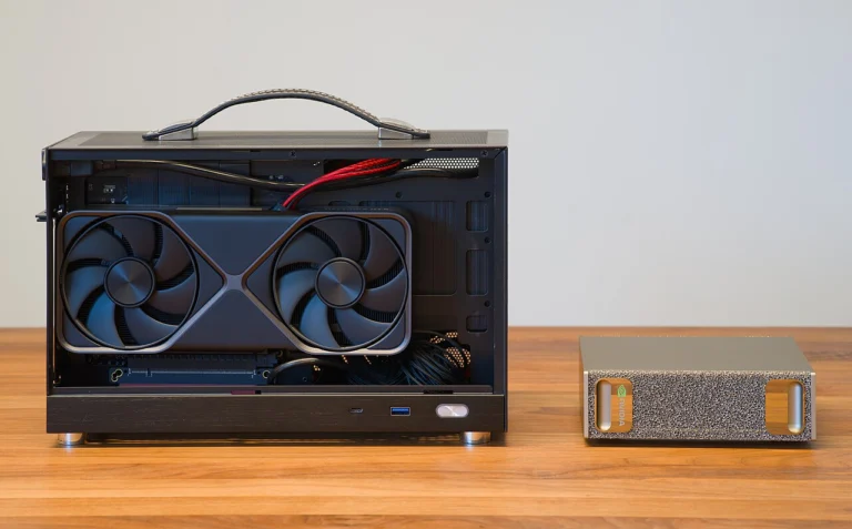 1280px KXRORS S300 SFF PC with GeForce RTX 5070 Founders Edition next to NVIDIA DGX Spark 2026 dllu