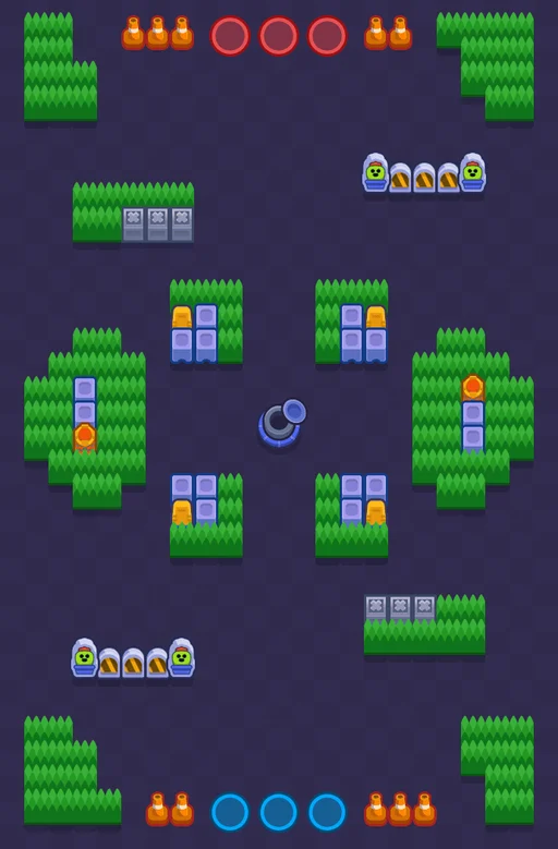 Mapa Crystal Arcade do modo Pique-Gema em Brawl Stars