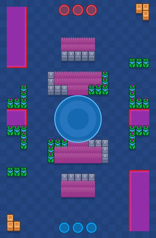 Mapa Dueling Beetles da Zona Estratégica em Brawl Stars