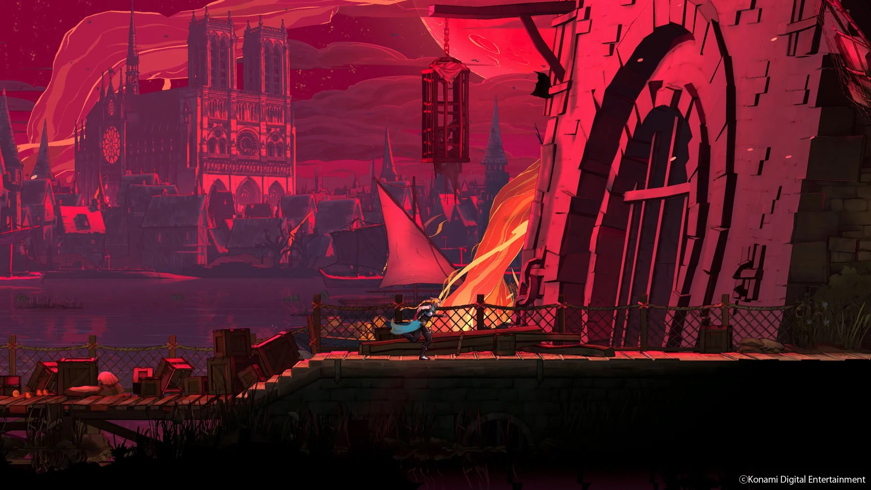Rose Belmont atravessa Paris em Castlevania Belmont's Curse com Notre-Dame ao fundo