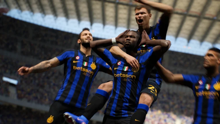 Jogadores da Inter de Milão comemoram em imagem oficial de eFootball