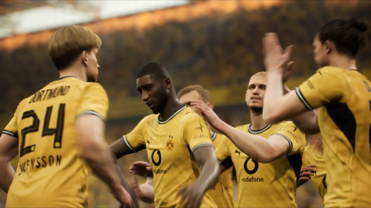 Jogadores do Borussia Dortmund reunidos em imagem oficial de eFootball