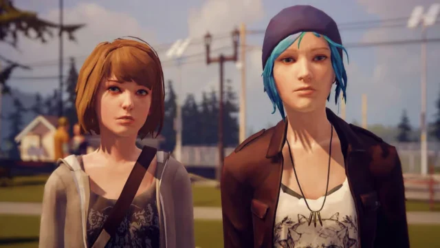 Max Caulfield e Chloe Price em imagem do jogo Life is Strange, ambientado em Arcadia Bay