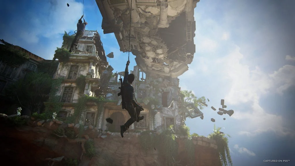 Personagem atravessa ruínas em Uncharted The Lost Legacy