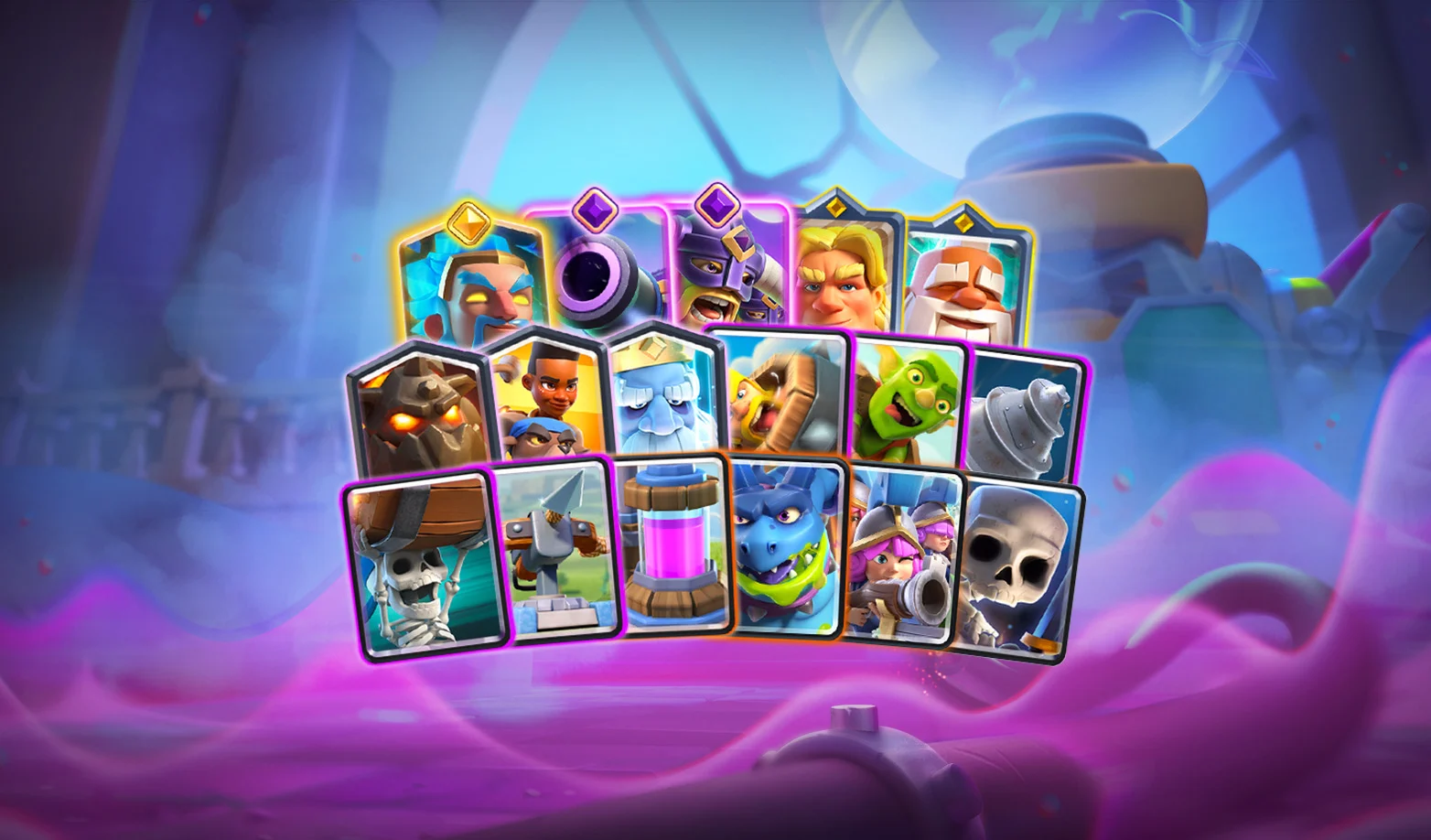 Cartas de Clash Royale em arte oficial de ajustes de balanceamento