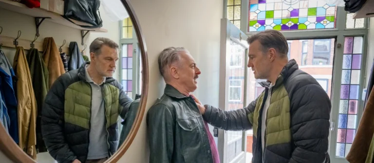 Alan Cumming e David Morrissey em uma cena de tensão da série Tip Toe