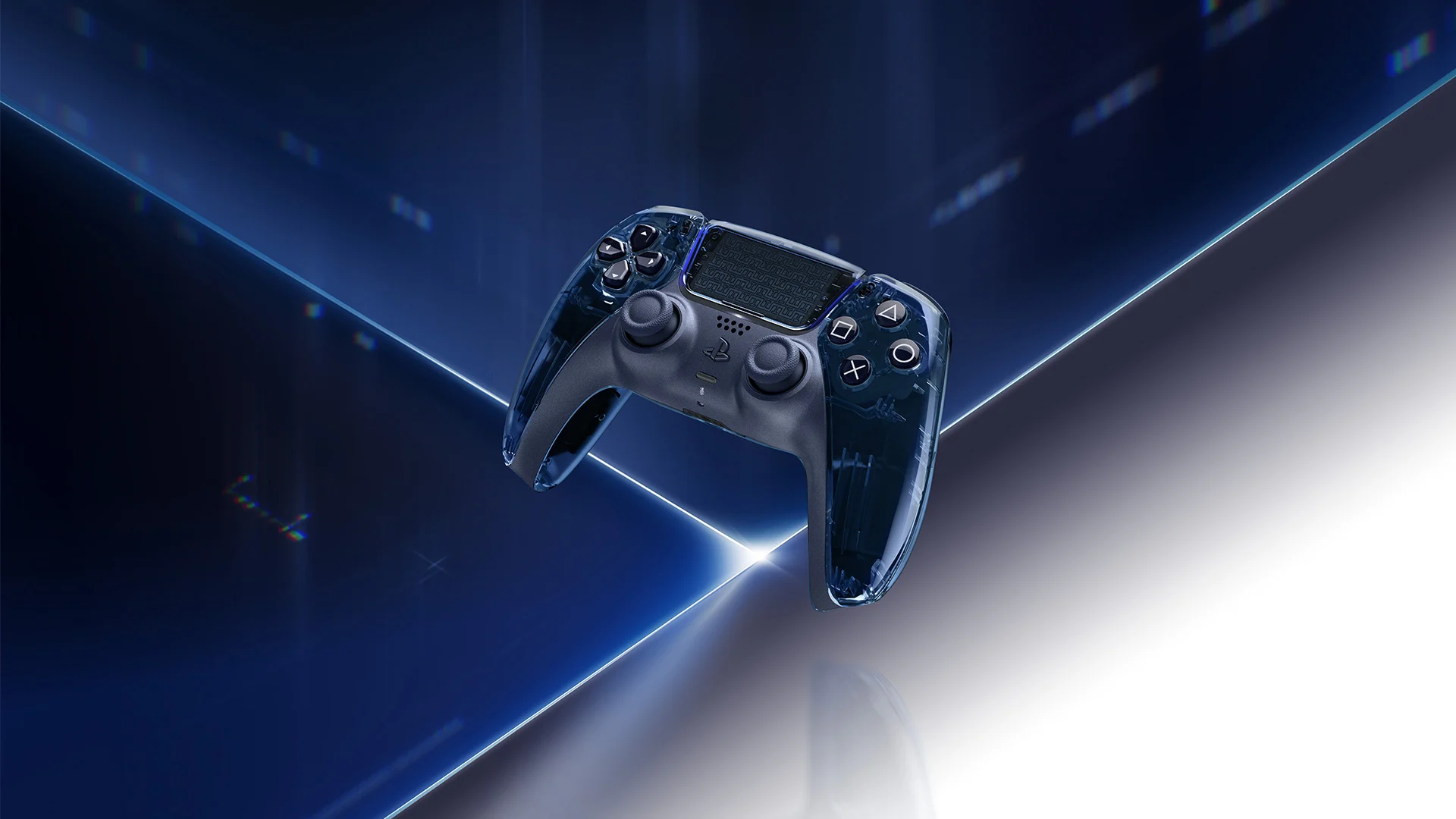 Controle DualSense Graphite Gray da coleção Prism, com acabamento cinza transparente para o PlayStation 5
