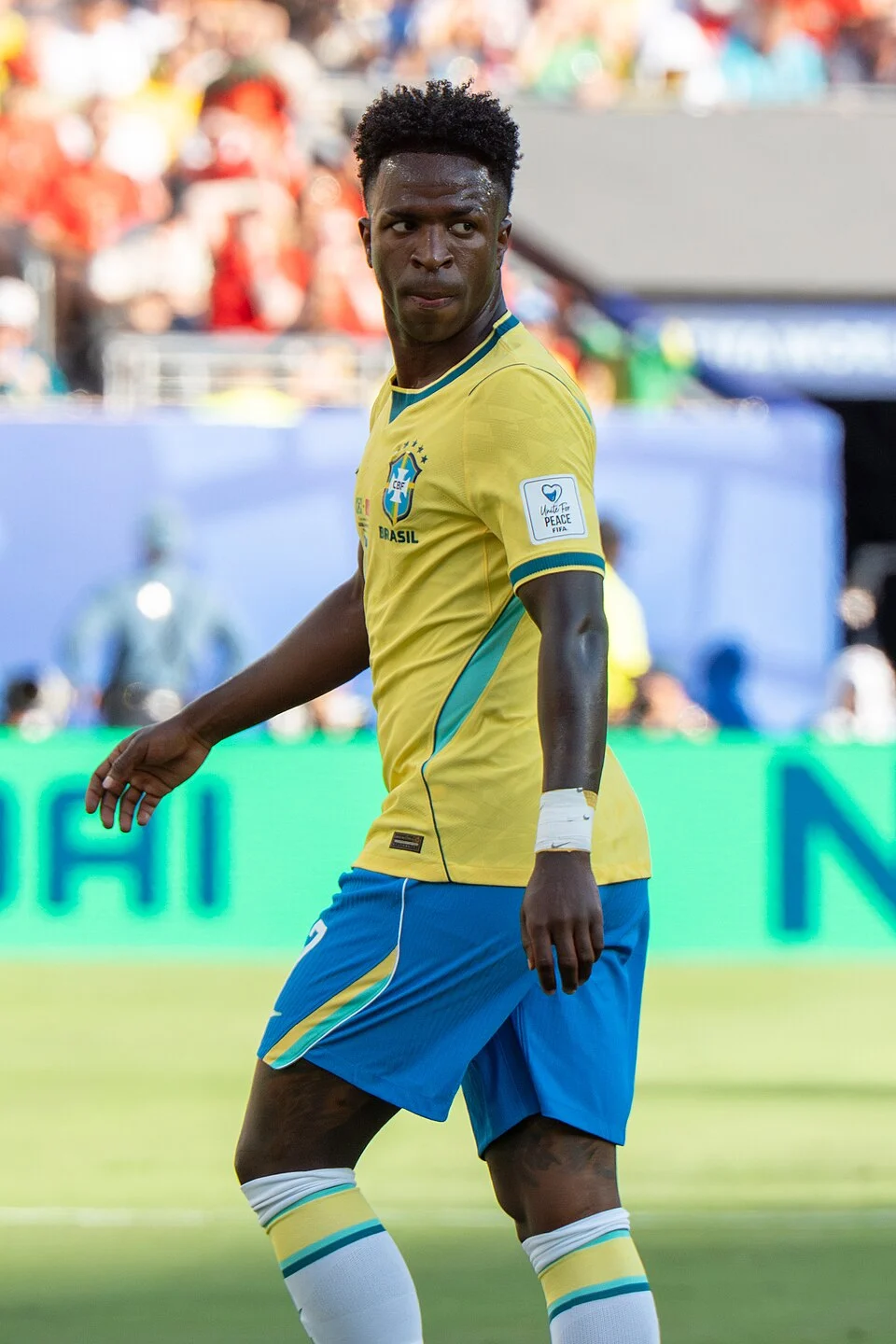 Vinícius Júnior com a camisa da seleção brasileira durante o Mundial de 2026