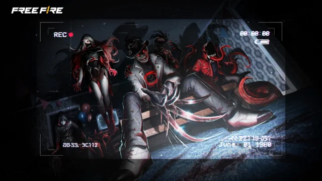 Arte divulgada pela Garena apresenta os visuais sombrios da coleção de Halloween O Oculto no Free Fire