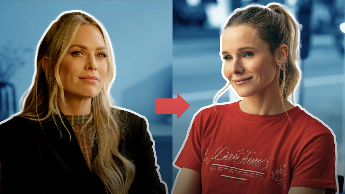 Erin Foster e Kristen Bell aparecem lado a lado em uma imagem de divulgação sobre a inspiração real de Ninguém Quer