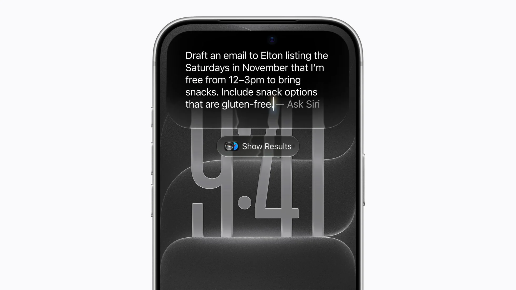 Demonstração oficial da Siri AI criando uma mensagem no iPhone com iOS 27