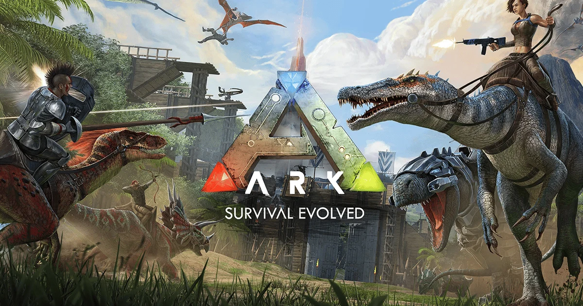 Dinossauros montados por sobreviventes armados em ARK Survival Evolved