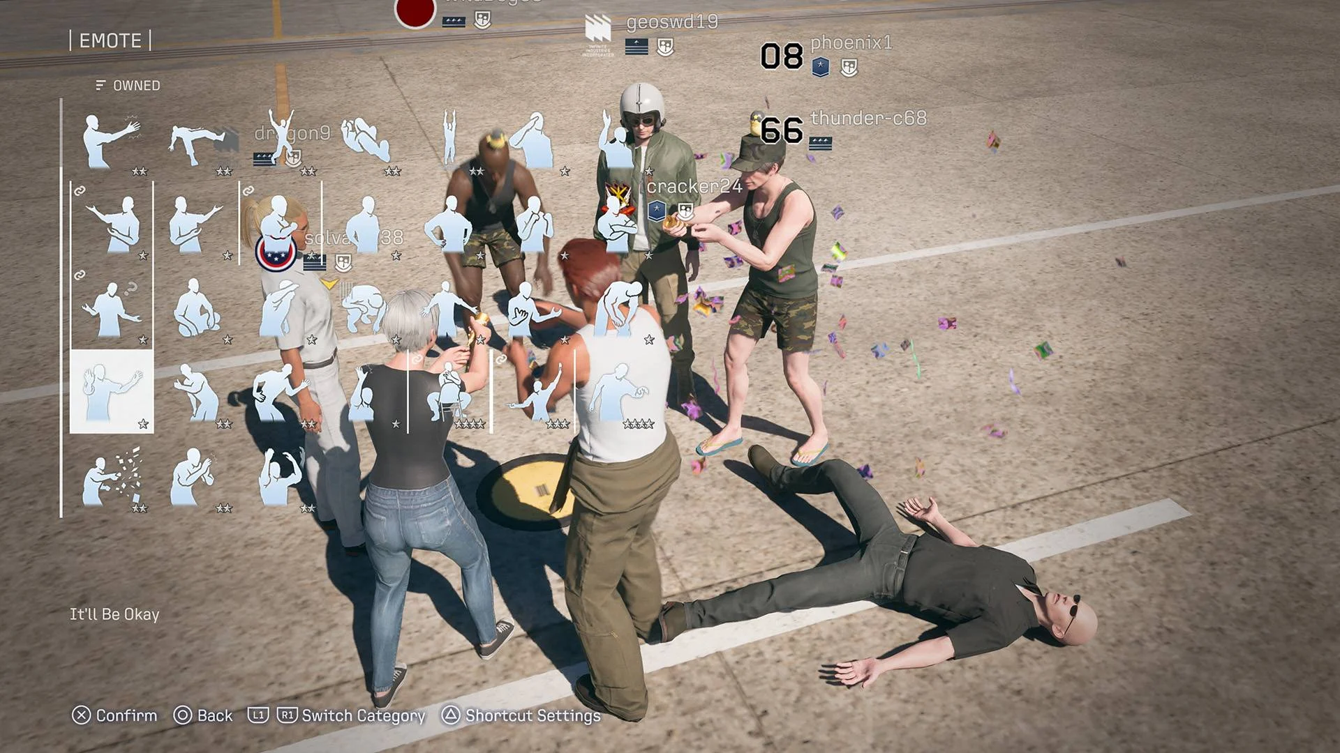 Jogadores reunidos na Base Aérea do multiplayer de Ace Combat 8