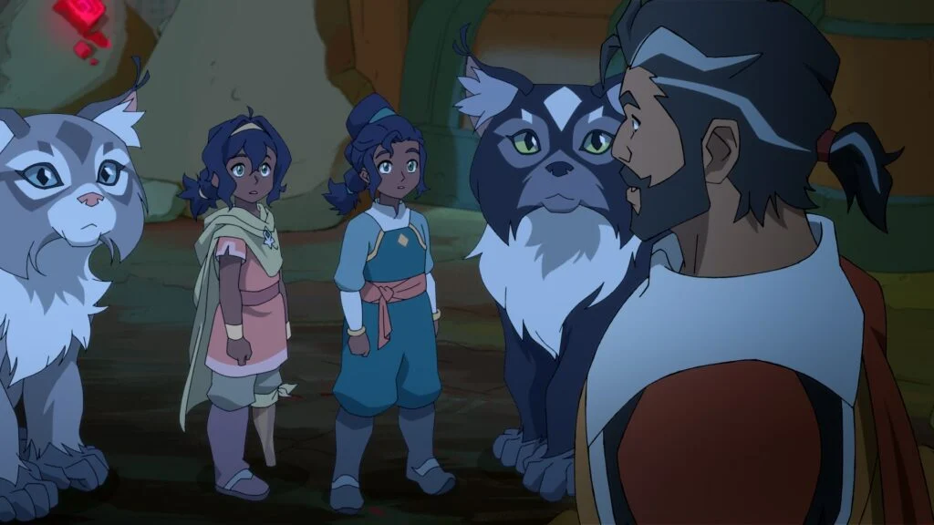 Pavi e Nisha aparecem ao lado de Karthik e de seus companheiros animais no segundo episódio de Avatar Os Sete Refúgios