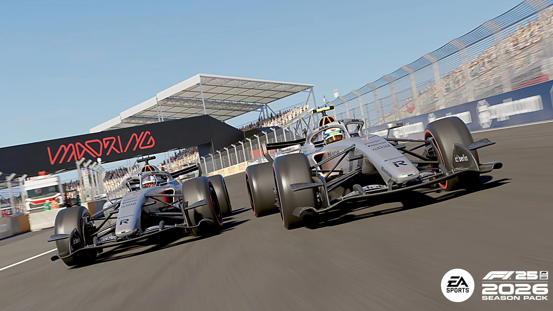 Carros da Audi disputam uma corrida em Madri no F1 25: Pacote da Temporada 2026