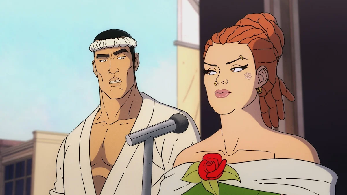 Cena oficial da animação adulta Get Jiro produzida pela Warner Bros. Animation e DC Studios
