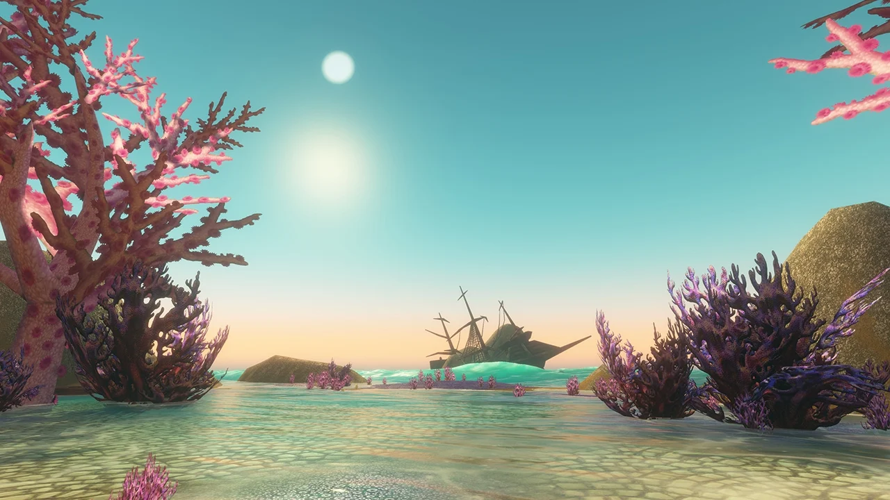 Ruínas submersas e destroços próximos da Cidade Afogada em WoW Forever