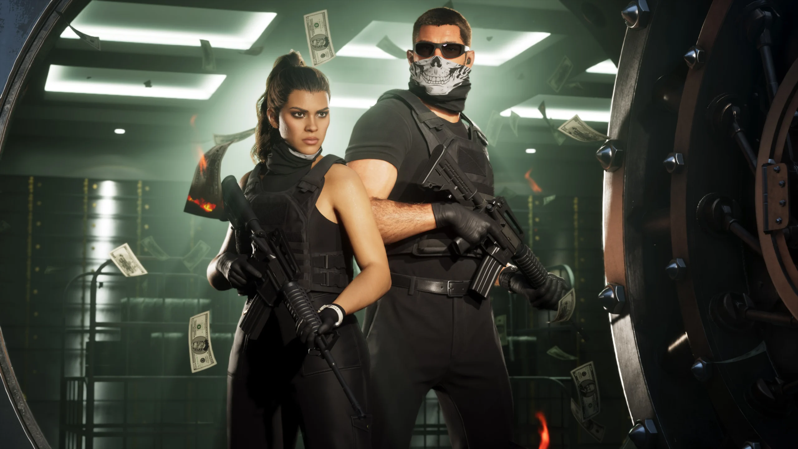 Jason e Lucia, personagens principais de GTA 6, em captura promocional oficial