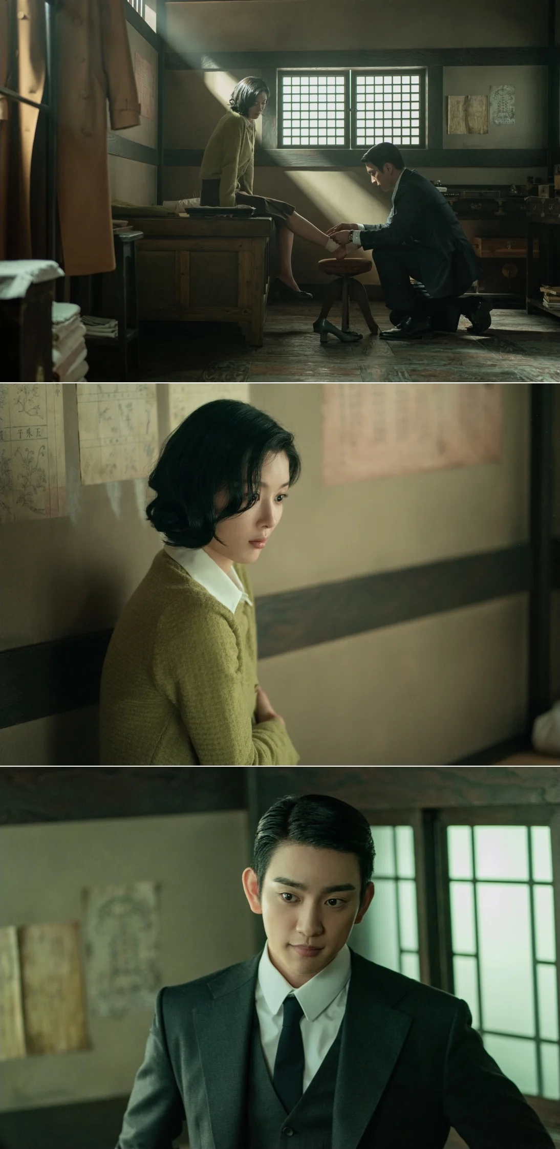 Hideo cuida do tornozelo de Ga-kyung em uma clínica no episódio 4 de 100 Dias de Mentiras