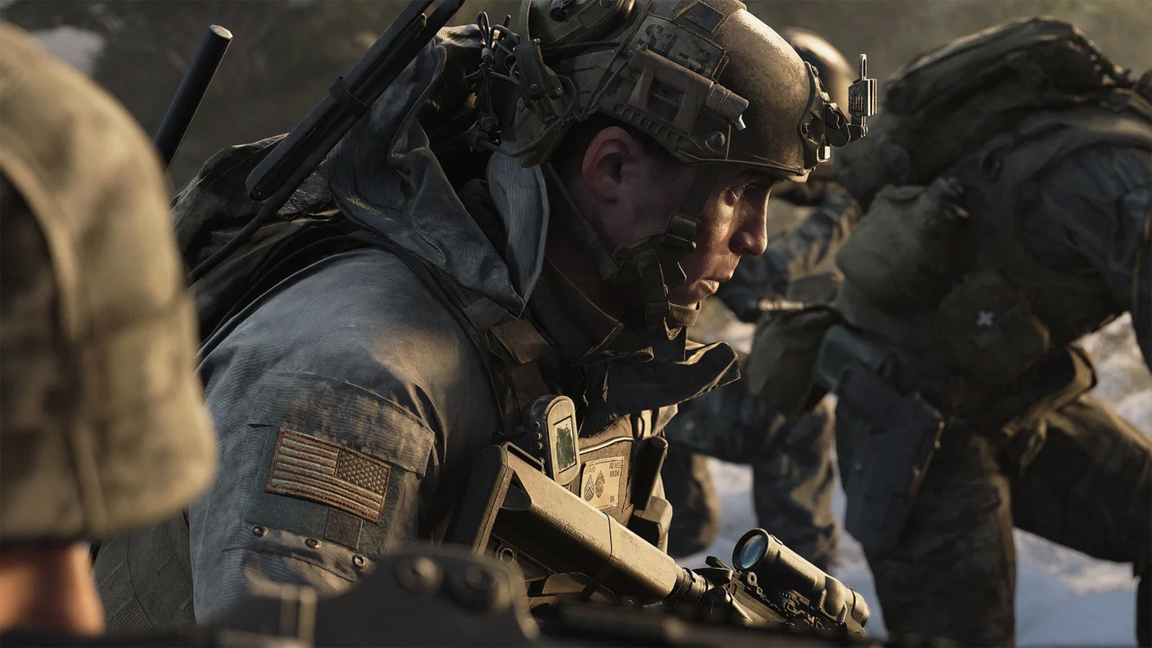 Soldado com capacete e fuzil em cena da campanha de Call of Duty Modern Warfare 4
