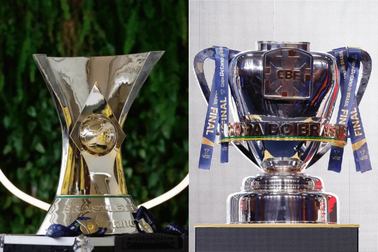 Troféus do Brasileirão e da Copa do Brasil lado a lado