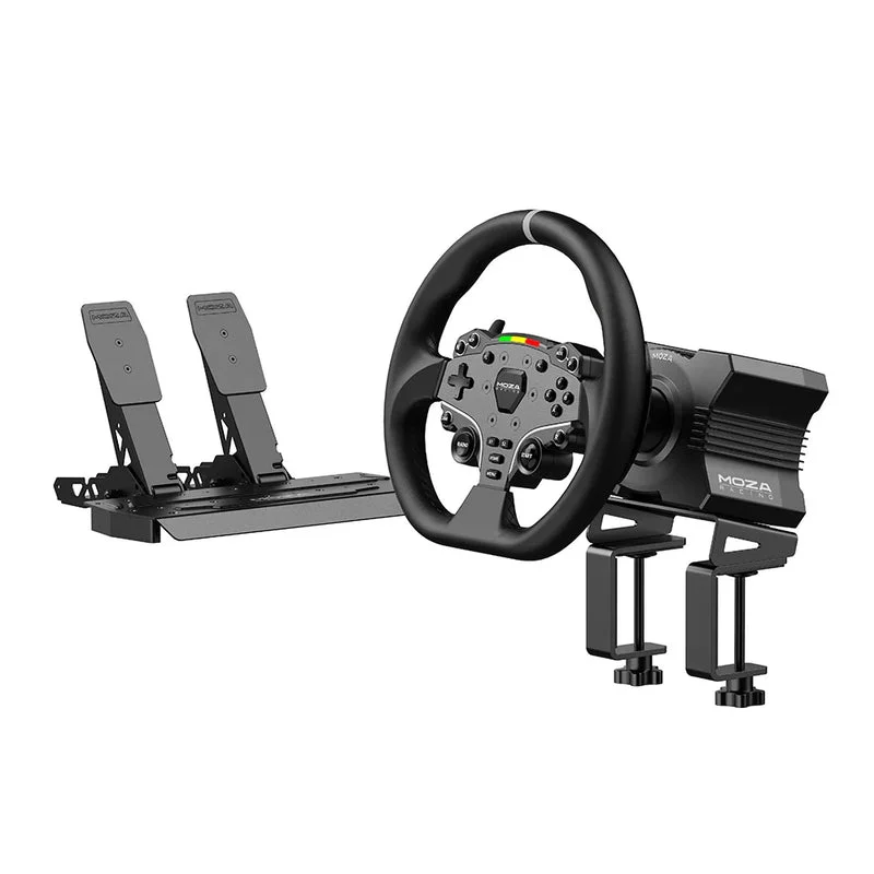 Kit MOZA R5 Direct Drive de 5,5 Nm com base, volante e dois pedais para PC