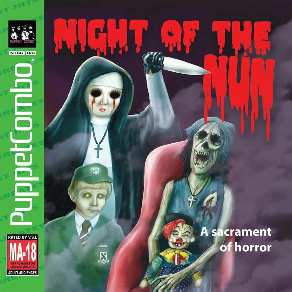 Arte sombria de Nun Massacre com freira assassina