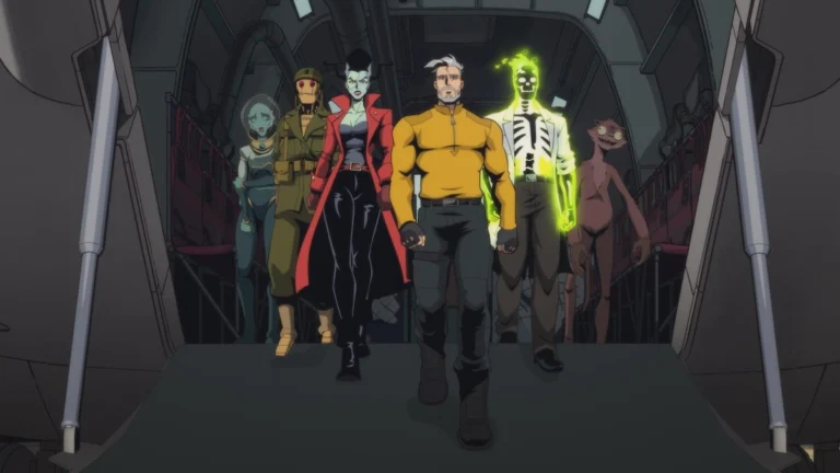 Equipe de Creature Commandos reunida diante de um avião em imagem da primeira temporada