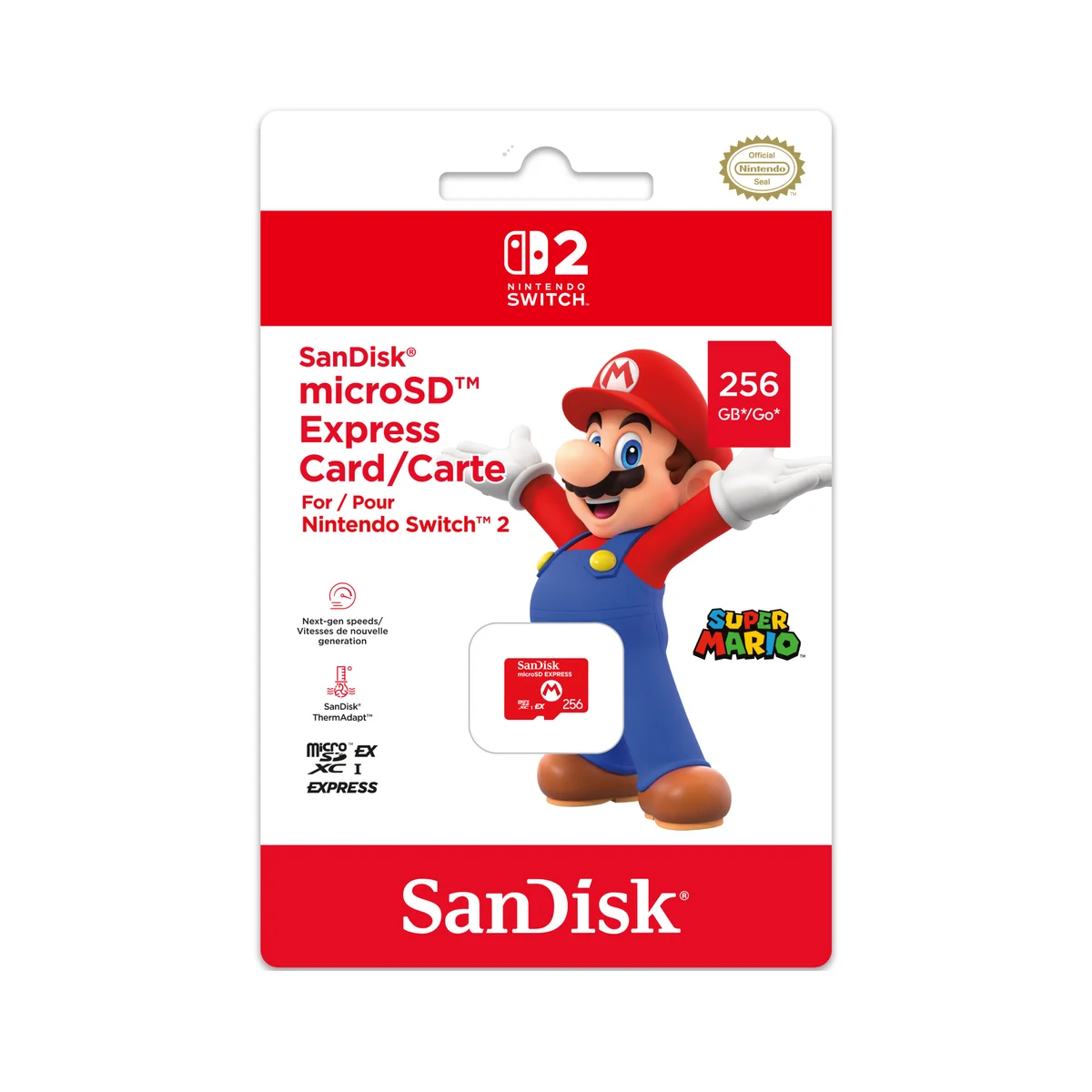 Cartão SanDisk microSD Express de 256 GB licenciado para Nintendo Switch 2