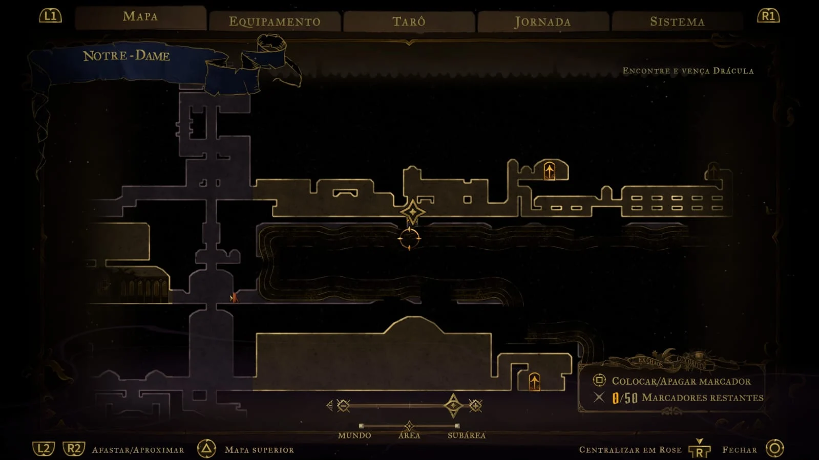 Mapa da região de Notre-Dame em Castlevania Belmont's Curse