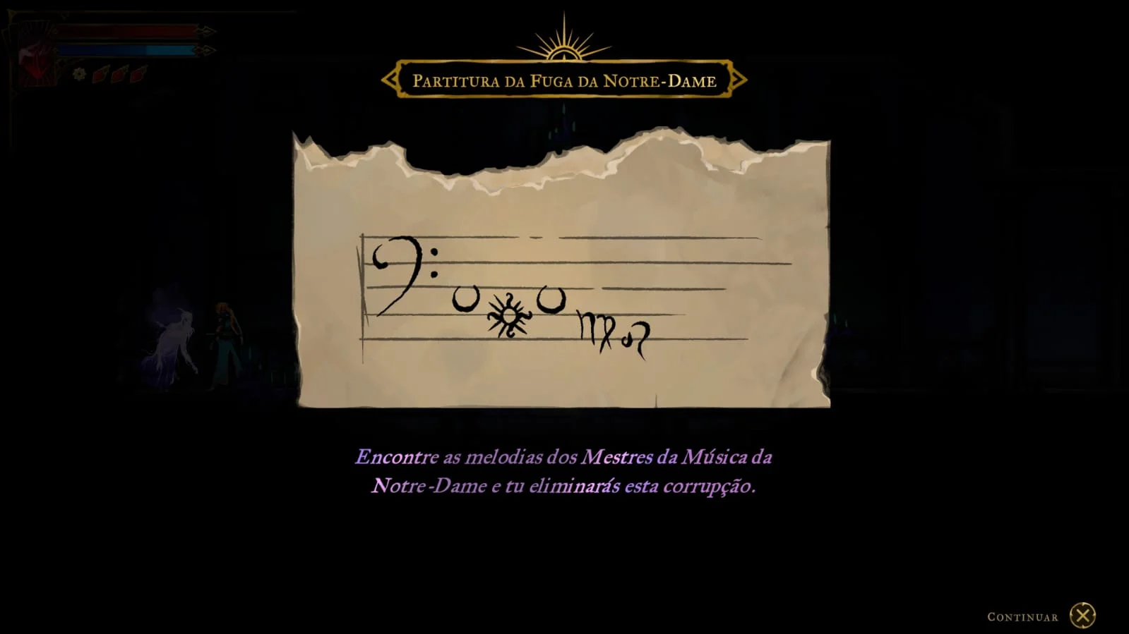 Partitura da Fuga da Notre-Dame em Castlevania Belmont's Curse