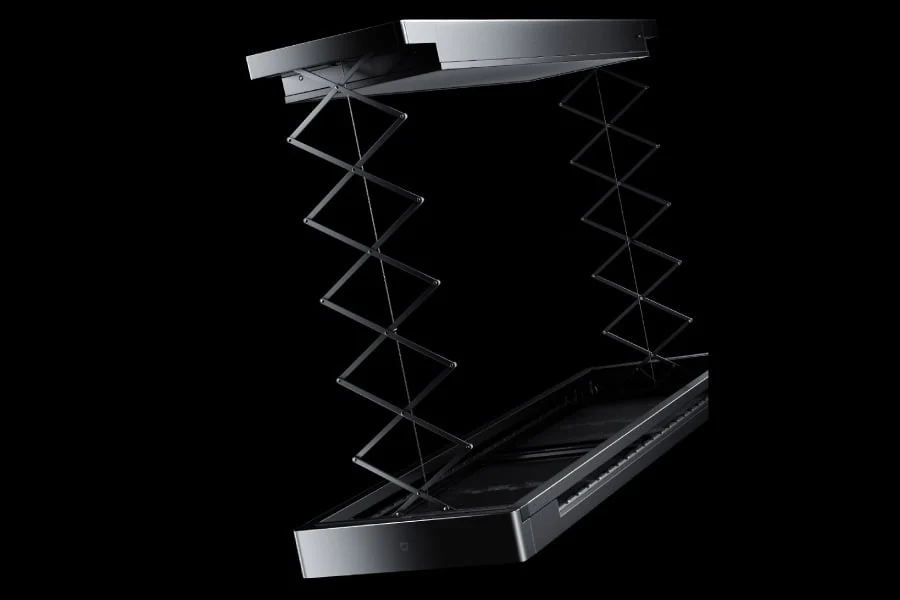 Estrutura retrátil do Xiaomi Mijia Smart Clothes Dryer 3 Max descendo do teto