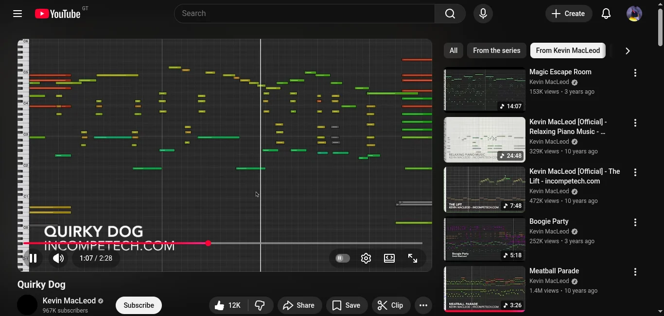Reprodutor do YouTube no computador com os controles de configuração visíveis