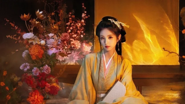 Tian Xiwei usa roupa tradicional chinesa em imagem de divulgação de A Noiva da Presilha Dourada