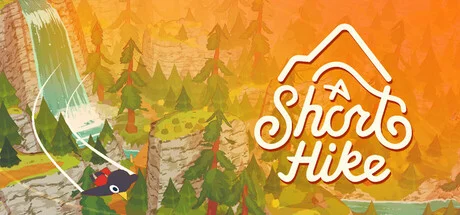 Arte de A Short Hike com o pássaro protagonista sobrevoando o Parque Provincial Hawk Peak