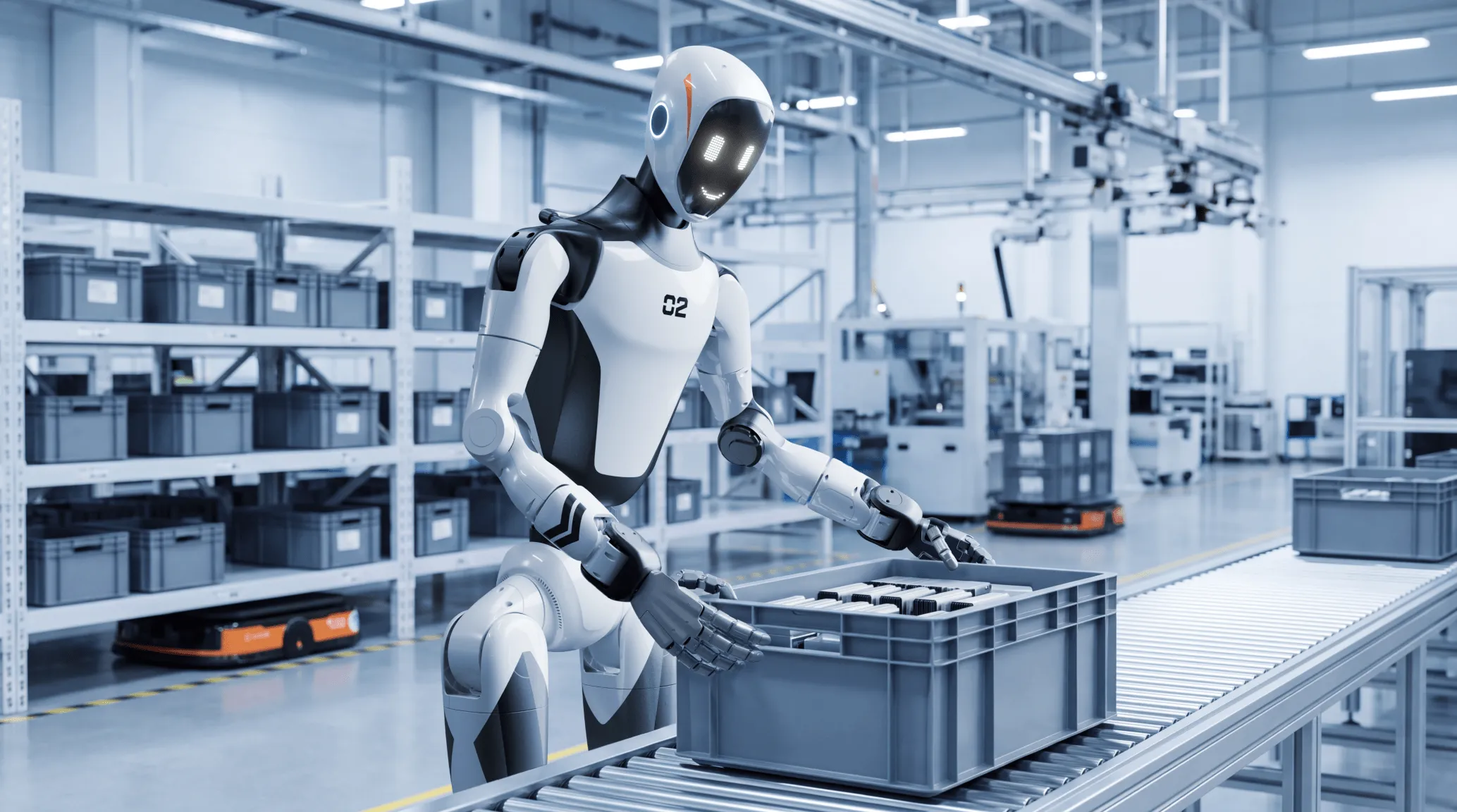 Imagem promocional do robô humanoide H2-X da Unitree em ambiente industrial