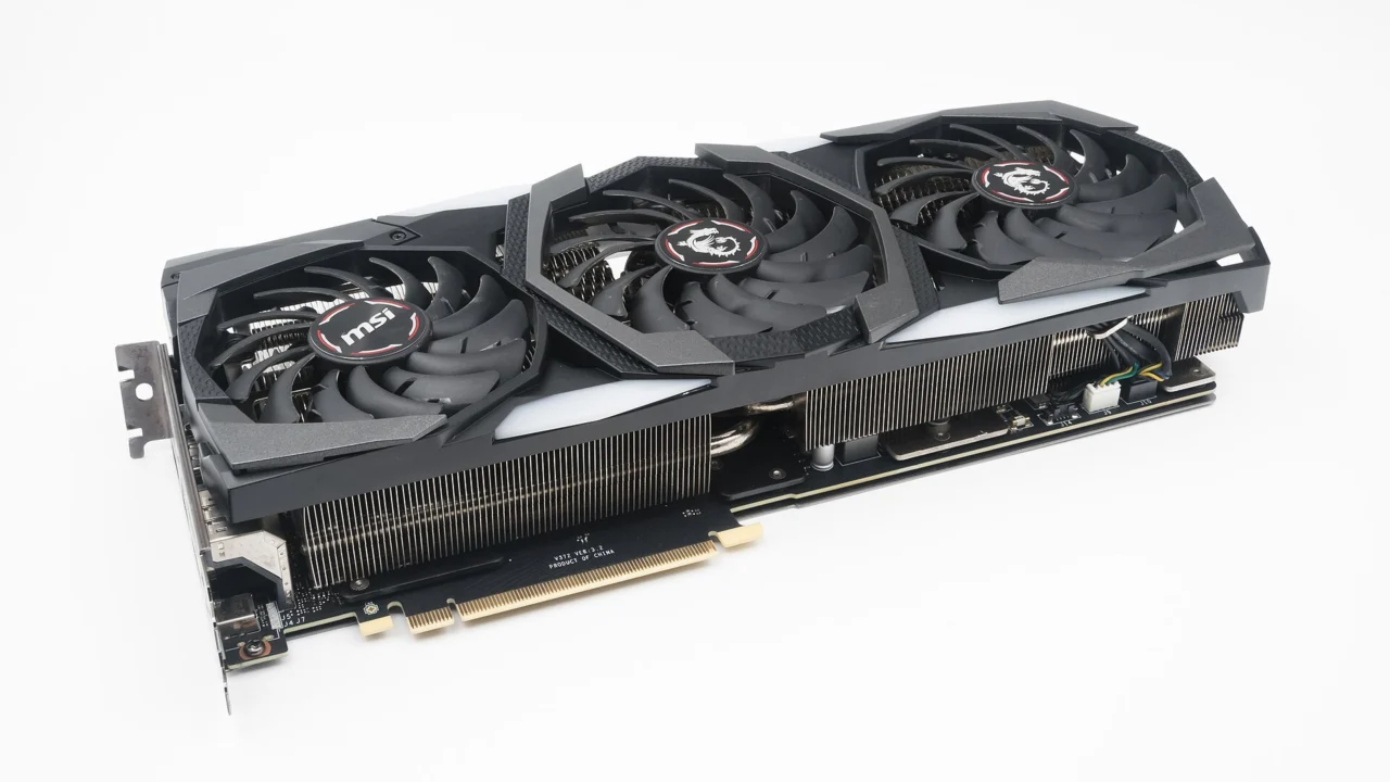 Placa de vídeo MSI GeForce RTX 2080 vista fora do computador