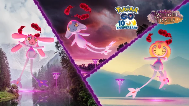 Uxie, Mesprit e Azelf em formas Dinamax na arte oficial de Pokémon GO