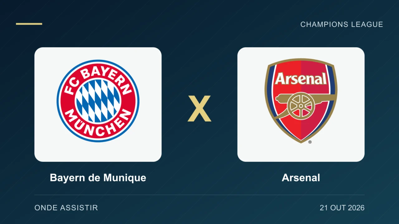 Escudos de Bayern de Munique e Arsenal, separados por um X.