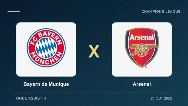 Escudos de Bayern de Munique e Arsenal, separados por um X.