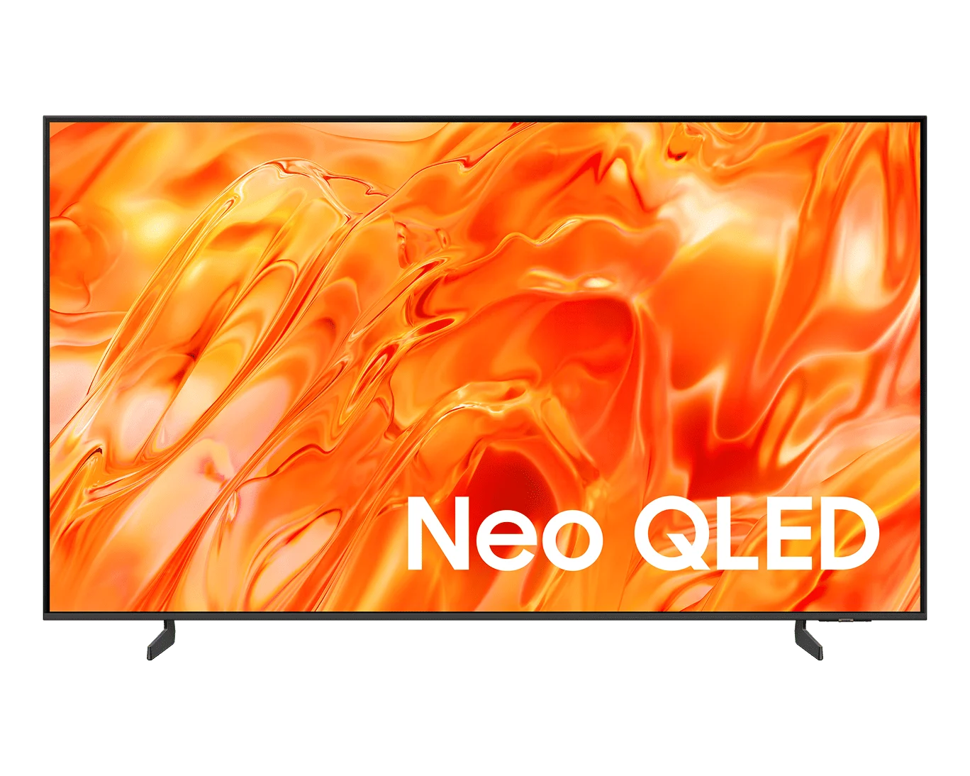 Samsung Vision AI Neo QLED QN70H de 55 polegadas vista de frente com imagem alaranjada na tela