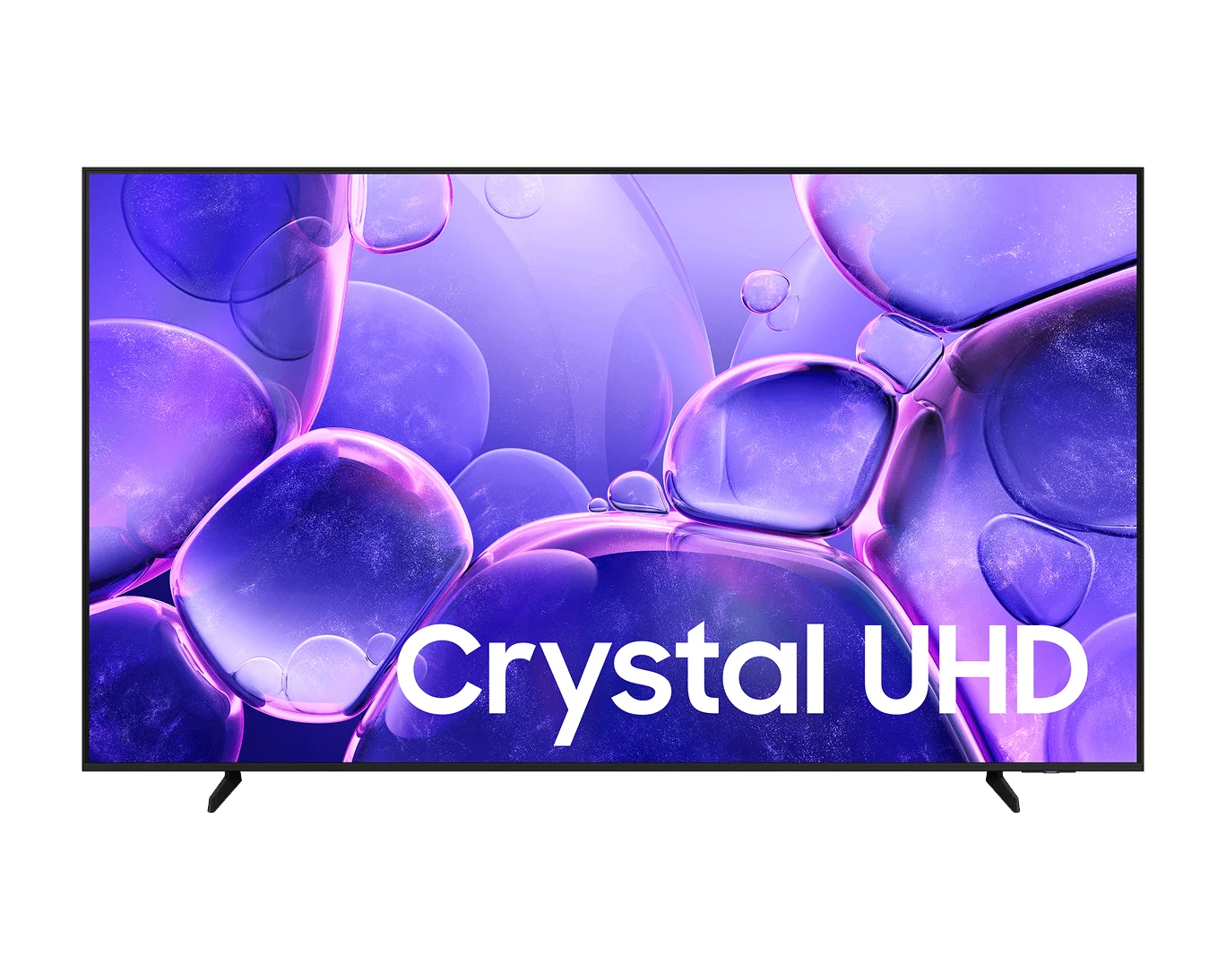 Samsung Crystal UHD U8100F de 65 polegadas vista de frente, com os dois pés de apoio