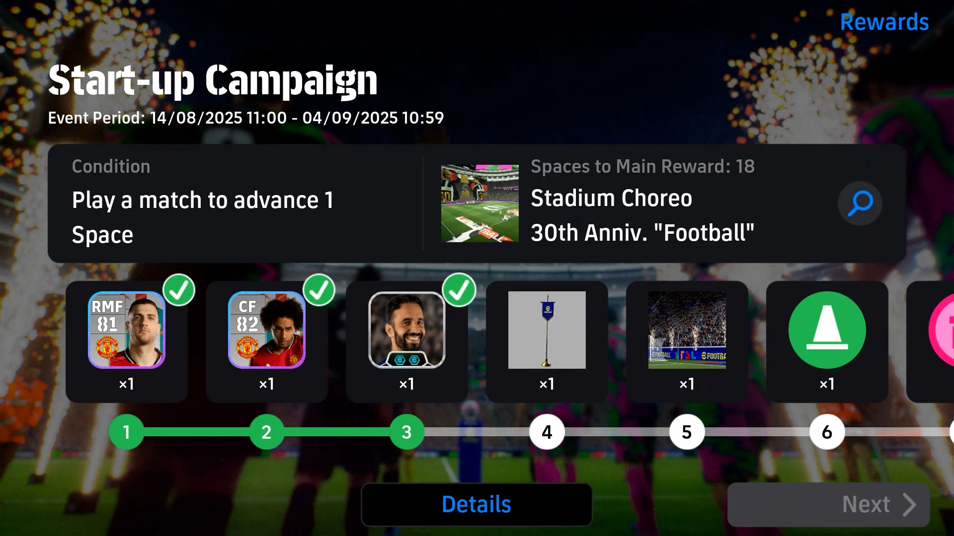 Central da Campanha do eFootball com missões de diferentes eventos