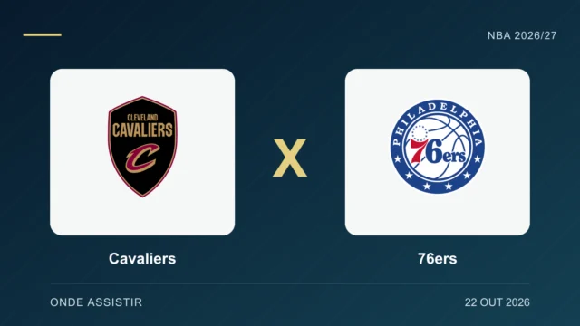 Escudos de Cavaliers e 76ers, separados por um X.