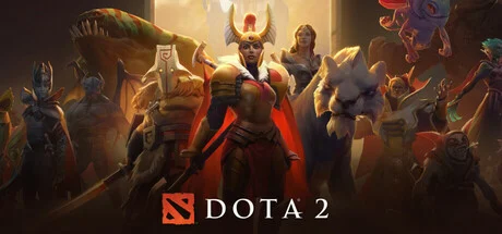 Arte oficial de Dota 2 exibindo heróis do jogo reunidos em uma composição de fantasia